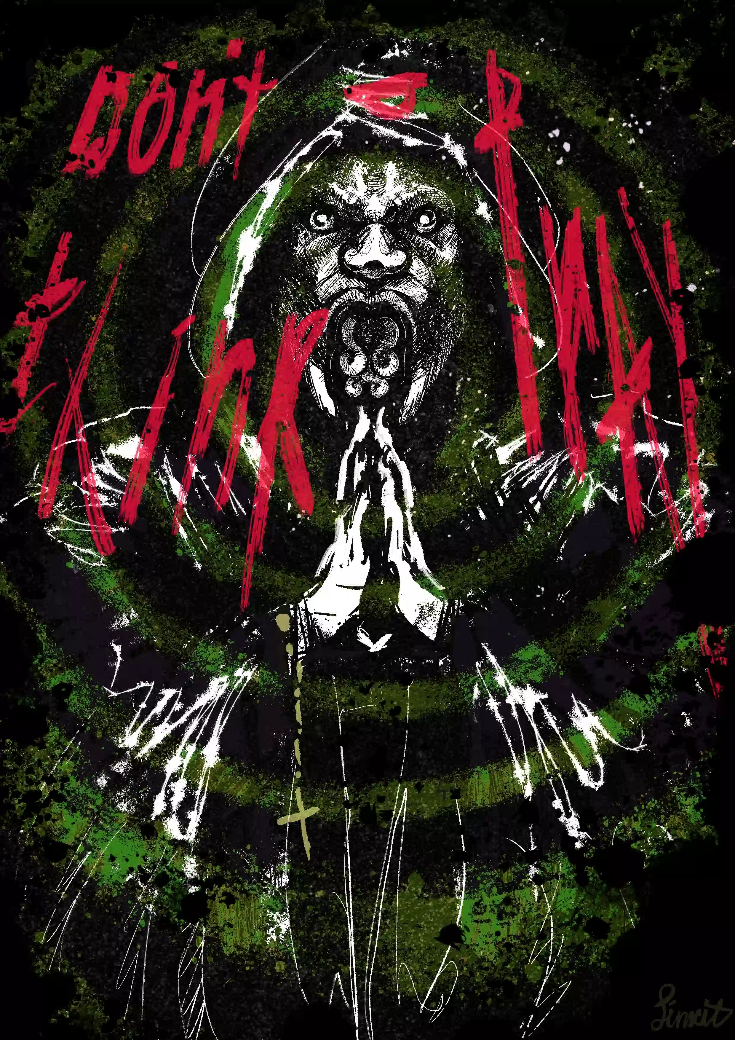 'Don't think - Pray!' -artwork by dimsaewel